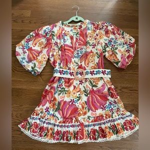 FARM Rio Spring Bananas Belted Mini Dress Size L